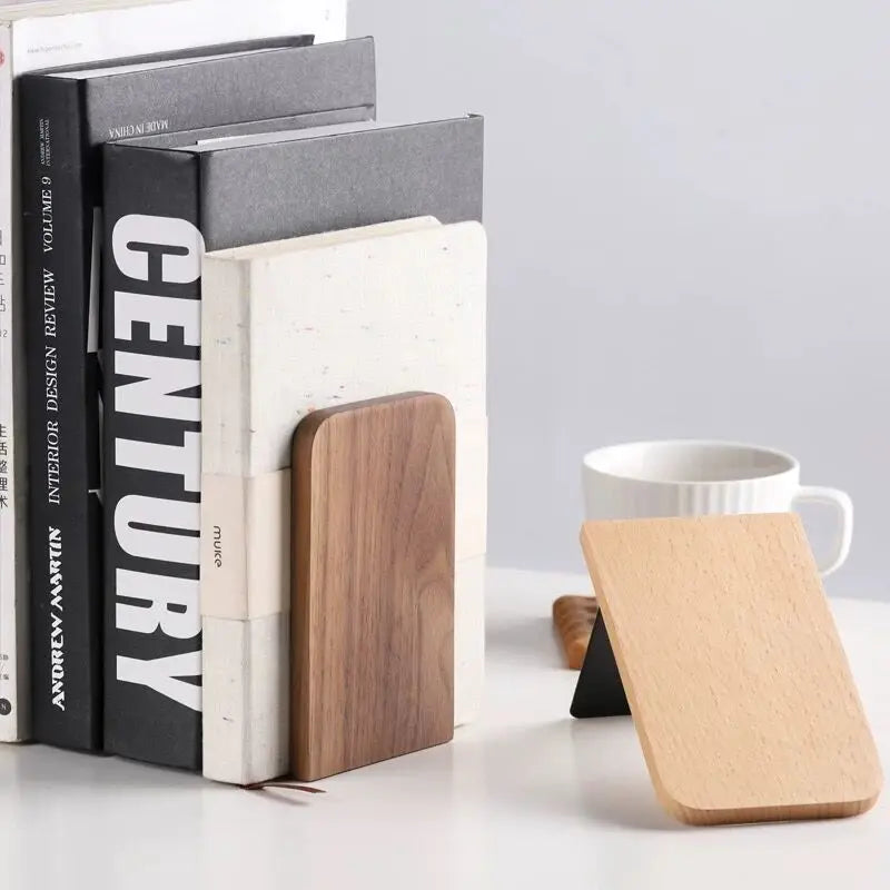UTORIA Monolith Solid Walnut Bookends (Set of 2) — view 1