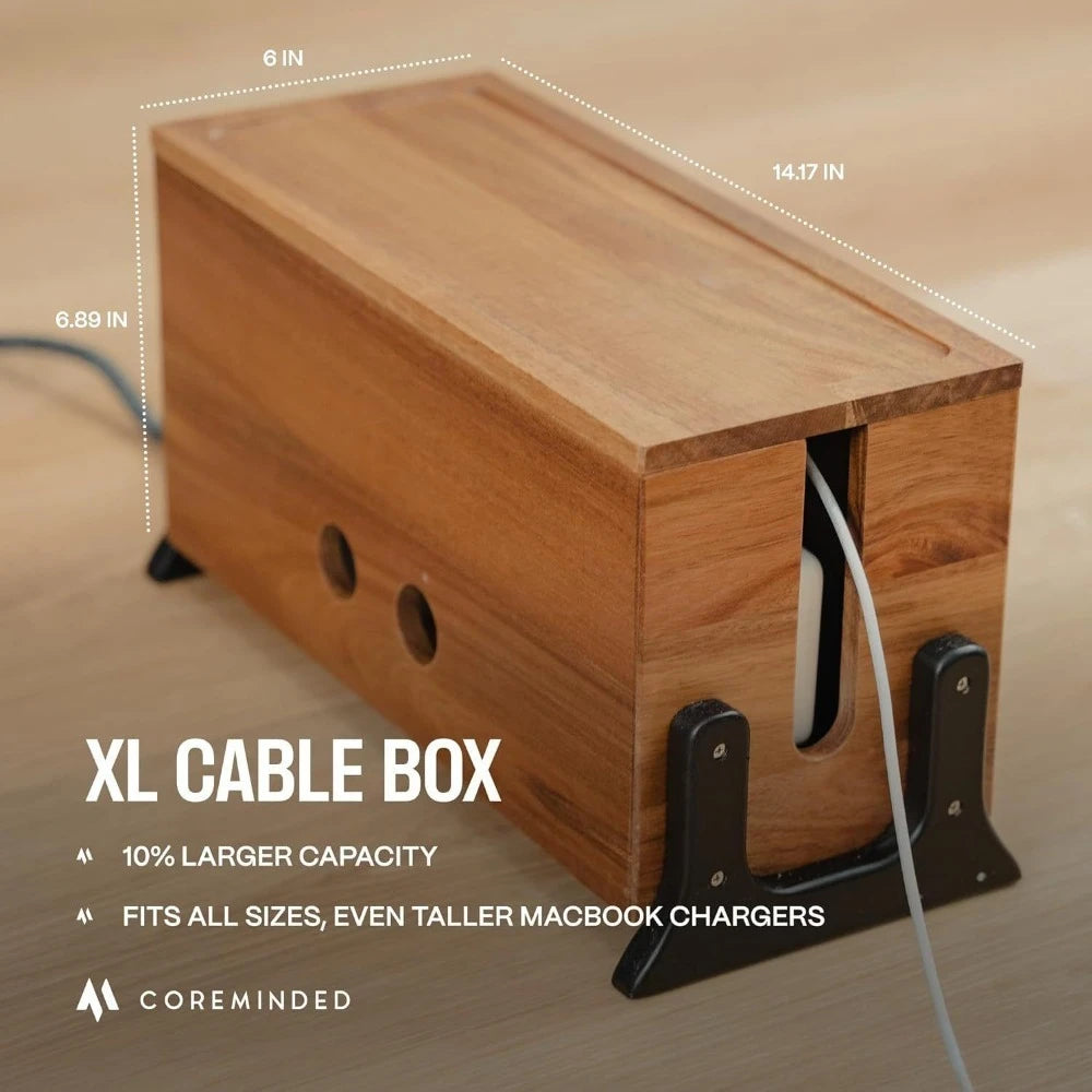 UTORIA Vault Lidded Wood Cable Box — view 1