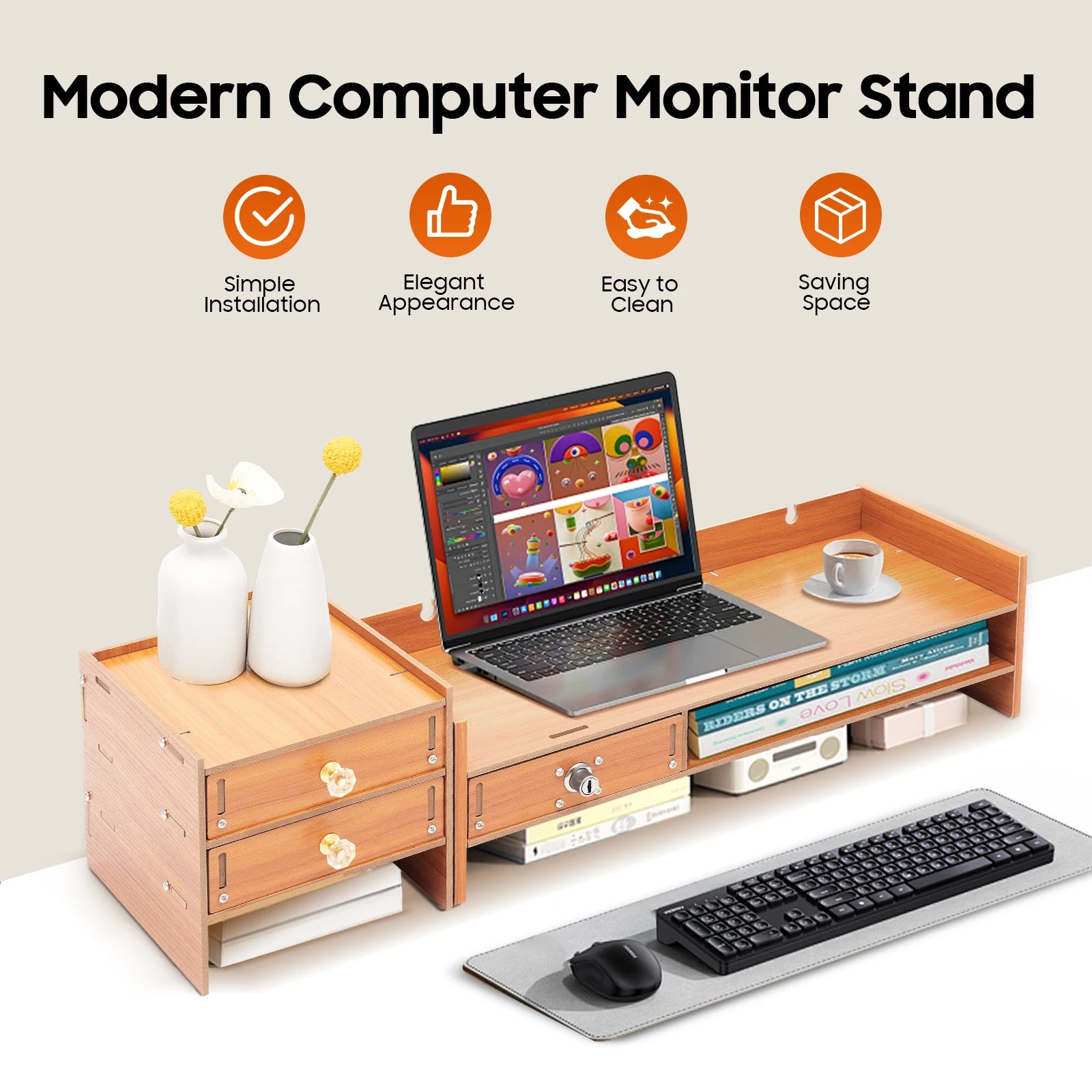 UTORIA Vista Monitor Riser with Drawer — view 2